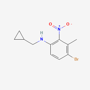 molecular formula C11H13BrN2O2 B8176463 4-Bromo-N-(cyclopropylmethyl)-3-methyl-2-nitroaniline 