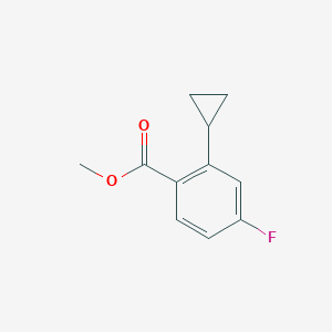 molecular formula C11H11FO2 B8176485 Methyl 2-cyclopropyl-4-fluorobenzoate 