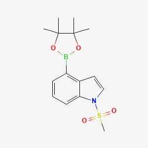 molecular formula C15H20BNO4S B8176494 1-(methylsulfonyl)-4-(4,4,5,5-tetramethyl-1,3,2-dioxaborolan-2-yl)-1H-indole 
