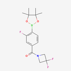 molecular formula C16H19BF3NO3 B8176508 (3,3-Difluoroazetidin-1-yl)(3-fluoro-4-(4,4,5,5-tetramethyl-1,3,2-dioxaborolan-2-yl)phenyl)methanone 