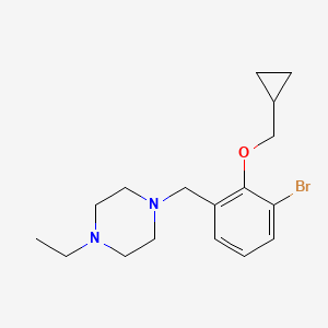 molecular formula C17H25BrN2O B8176557 1-(3-Bromo-2-(cyclopropylmethoxy)benzyl)-4-ethylpiperazine 