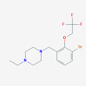 molecular formula C15H20BrF3N2O B8176584 1-(3-Bromo-2-(2,2,2-trifluoroethoxy)benzyl)-4-ethylpiperazine 