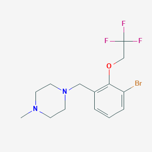molecular formula C14H18BrF3N2O B8176589 1-(3-Bromo-2-(2,2,2-trifluoroethoxy)benzyl)-4-methylpiperazine 