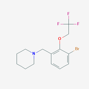 molecular formula C14H17BrF3NO B8176596 1-(3-Bromo-2-(2,2,2-trifluoroethoxy)benzyl)piperidine 