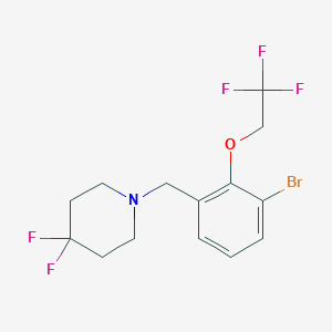 molecular formula C14H15BrF5NO B8176601 1-(3-Bromo-2-(2,2,2-trifluoroethoxy)benzyl)-4,4-difluoropiperidine 