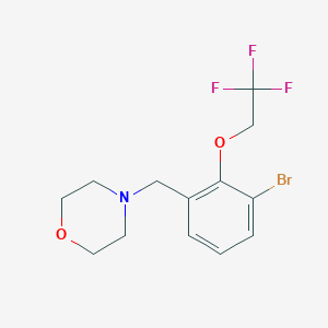 molecular formula C13H15BrF3NO2 B8176602 4-(3-Bromo-2-(2,2,2-trifluoroethoxy)benzyl)morpholine 