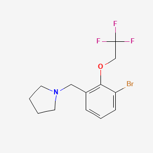 molecular formula C13H15BrF3NO B8176607 1-(3-Bromo-2-(2,2,2-trifluoroethoxy)benzyl)pyrrolidine 