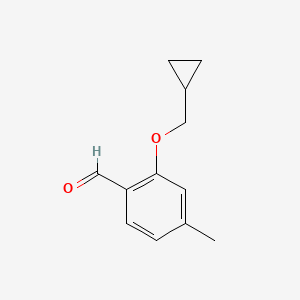 molecular formula C12H14O2 B8176706 2-(Cyclopropylmethoxy)-4-methylbenzaldehyde 