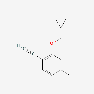 molecular formula C13H14O B8176714 2-(Cyclopropylmethoxy)-1-ethynyl-4-methylbenzene 