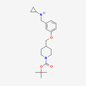 molecular formula C21H32N2O3 B8176830 tert-Butyl 4-((3-((cyclopropylamino)methyl)phenoxy)methyl)piperidine-1-carboxylate 
