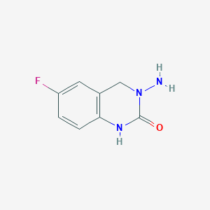 molecular formula C8H8FN3O B8176891 3-Amino-6-fluoro-3,4-dihydroquinazolin-2(1H)-one 