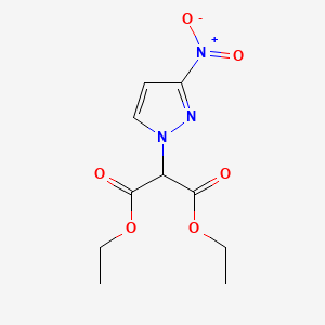 molecular formula C10H13N3O6 B8176915 Diethyl 2-(3-nitropyrazol-1-yl)propanedioate 