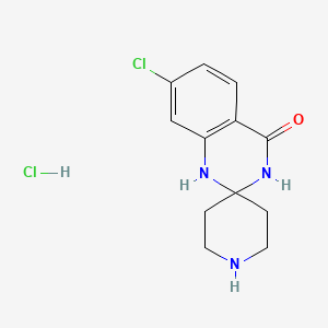 molecular formula C12H15Cl2N3O B8176928 7-Chlorospiro[1,3-dihydroquinazoline-2,4'-piperidine]-4-one;hydrochloride 