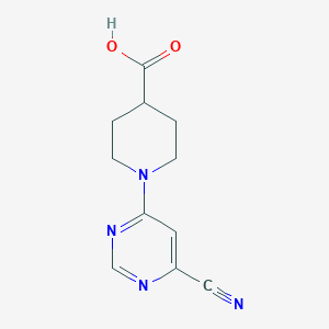 molecular formula C11H12N4O2 B8176988 1-(6-Cyano-4-pyrimidinyl)piperidine-4-carboxylic Acid 