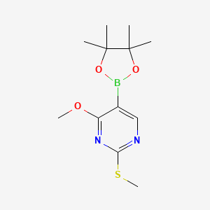 molecular formula C12H19BN2O3S B8177001 [4-Methoxy-2-(methylthio)pyrimidin-5-yl]boronic Acid Pinacol Ester 