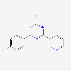 molecular formula C15H9Cl2N3 B8177006 4-Chloro-6-(4-chlorophenyl)-2-(3-pyridyl)pyrimidine 