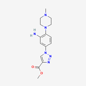 molecular formula C15H20N6O2 B8177026 Methyl 1-[3-Amino-4-(4-methyl-1-piperazinyl)phenyl]-1H-1,2,3-triazole-4-carboxylate 