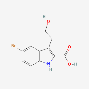 molecular formula C11H10BrNO3 B8177067 5-Bromo-3-(2-hydroxyethyl)-1H-indole-2-carboxylic Acid 