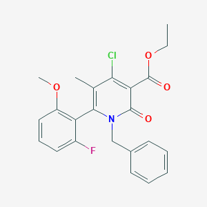 molecular formula C23H21ClFNO4 B8177191 Ethyl 1-Benzyl-4-chloro-6-(2-fluoro-6-methoxyphenyl)-5-methyl-2-oxo-1,2-dihydropyridine-3-carboxylate 