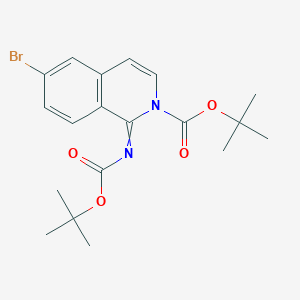 molecular formula C19H23BrN2O4 B8177199 2-Boc-1-(Boc-imino)-6-bromo-1,2-dihydroisoquinoline 