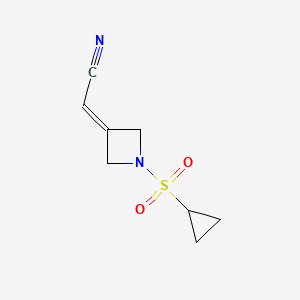 molecular formula C8H10N2O2S B8177496 2-(1-(Cyclopropylsulfonyl)azetidin-3-ylidene)acetonitrile 