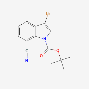 molecular formula C14H13BrN2O2 B8177534 3-Bromo-1,N-(t-butoxycarbonyl)-7-cyanoindole 