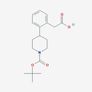 molecular formula C18H25NO4 B8177542 2-(2-(1-(tert-Butoxycarbonyl)piperidin-4-yl)phenyl)acetic acid 