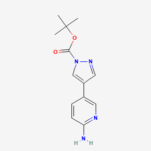 molecular formula C13H16N4O2 B8177557 Tert-butyl 4-(6-aminopyridin-3-yl)pyrazole-1-carboxylate 