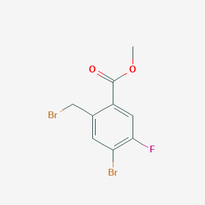 molecular formula C9H7Br2FO2 B8177569 Methyl 4-bromo-2-(bromomethyl)-5-fluorobenzoate 