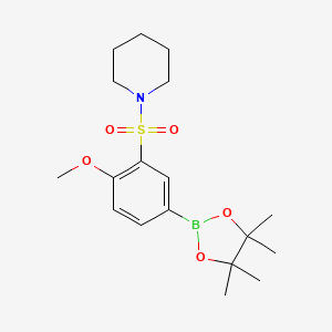 molecular formula C18H28BNO5S B8177597 1-((2-Methoxy-5-(4,4,5,5-tetramethyl-1,3,2-dioxaborolan-2-yl)phenyl)sulfonyl)piperidine 