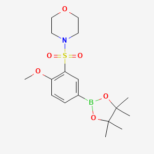 molecular formula C17H26BNO6S B8177604 4-((2-Methoxy-5-(4,4,5,5-tetramethyl-1,3,2-dioxaborolan-2-yl)phenyl)sulfonyl)morpholine 