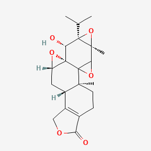 molecular formula C21H26O6 B8177639 (1S,4S,5S,7R,8R,9S,11S,13S)-8-hydroxy-1,5-dimethyl-7-propan-2-yl-3,6,10,16-tetraoxaheptacyclo[11.7.0.02,4.02,9.05,7.09,11.014,18]icos-14(18)-en-17-one 