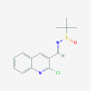 molecular formula C14H15ClN2OS B8177650 (NE,S)-N-[(2-chloroquinolin-3-yl)methylidene]-2-methylpropane-2-sulfinamide 