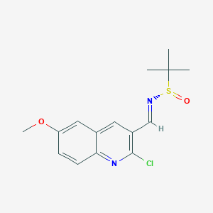molecular formula C15H17ClN2O2S B8177652 (NE,S)-N-[(2-chloro-6-methoxyquinolin-3-yl)methylidene]-2-methylpropane-2-sulfinamide 