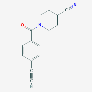 molecular formula C15H14N2O B8177702 1-(4-Ethynylbenzoyl)piperidine-4-carbonitrile 