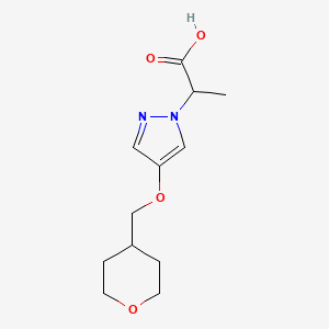 molecular formula C12H18N2O4 B8177767 2-(4-((Tetrahydro-2H-pyran-4-yl)methoxy)-1H-pyrazol-1-yl)propanoic acid 
