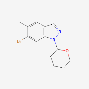 molecular formula C13H15BrN2O B8177832 6-Bromo-5-methyl-1-(tetrahydro-2H-pyran-2-yl)-1H-indazole 