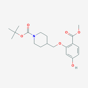 molecular formula C19H27NO6 B8177841 tert-Butyl 4-((5-hydroxy-2-(methoxycarbonyl)phenoxy)methyl)piperidine-1-carboxylate 