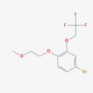 molecular formula C11H12BrF3O3 B8177865 4-Bromo-1-(2-methoxyethoxy)-2-(2,2,2-trifluoroethoxy)benzene 