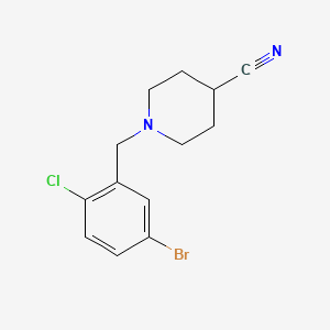 molecular formula C13H14BrClN2 B8177938 1-(5-Bromo-2-chlorobenzyl)piperidine-4-carbonitrile 