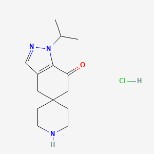 molecular formula C14H22ClN3O B8177984 Spiro[5H-indazole-5,4'-piperidin]-7(6H)-one, 1,4-dihydro-1-(1-methylethyl)-, hydrochloride (1:) 