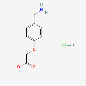 molecular formula C10H14ClNO3 B8178505 Methyl 2-[4-(aminomethyl)phenoxy]acetate HCl 