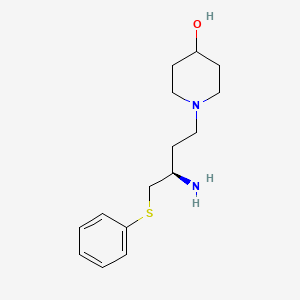 molecular formula C15H24N2OS B8178513 (R)-1-[3-Amino-4-(phenylthio)butyl]piperidin-4-ol 