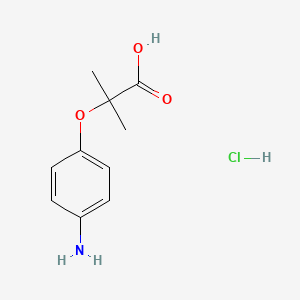 molecular formula C10H14ClNO3 B8178569 2-(4-Aminophenoxy)-2-methyl-propanoic acid HCl 