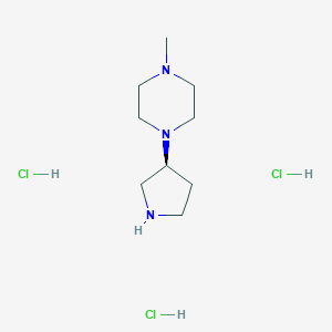 molecular formula C9H22Cl3N3 B8178649 (S)-1-Methyl-4-(pyrrolidin-3-yl)piperazine trihydrochloride 