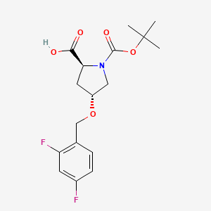 molecular formula C17H21F2NO5 B8178729 (2S,4R)-4-[(2,4-difluorophenyl)methoxy]-1-[(2-methylpropan-2-yl)oxycarbonyl]pyrrolidine-2-carboxylic acid 