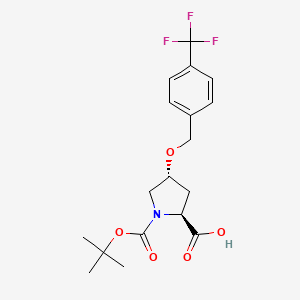 molecular formula C18H22F3NO5 B8178734 (2S,4R)-1-[(2-methylpropan-2-yl)oxycarbonyl]-4-[[4-(trifluoromethyl)phenyl]methoxy]pyrrolidine-2-carboxylic acid 