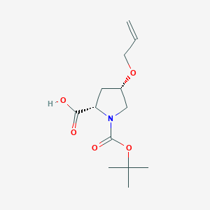 molecular formula C13H21NO5 B8178749 (2S,4S)-1-[(2-methylpropan-2-yl)oxycarbonyl]-4-prop-2-enoxypyrrolidine-2-carboxylic acid 