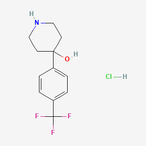 molecular formula C12H15ClF3NO B8178862 4-[4-(Trifluoromethyl)phenyl]-4-piperidinol HCl 