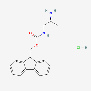 molecular formula C18H21ClN2O2 B8178968 (R)-1-N-Fmoc-propane-1,2-diamine HCl 